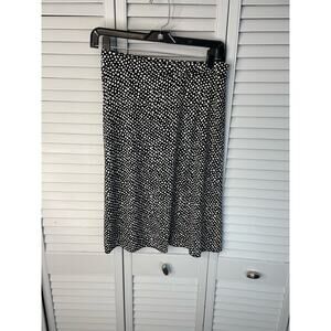Carole little black white polka dot stretch pull on skirt women's size small